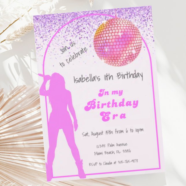 Music In My Birthday Era Pink Birthday Invitation (Creator Uploaded)