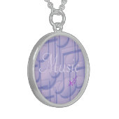 Music in Purple Sterling Silver Round Necklace (Front Left)