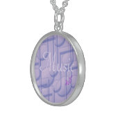 Music in Purple Sterling Silver Round Necklace (Front Right)
