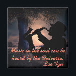 Music in the Soul Magnet<br><div class="desc">Magnet with image of man in silhouette playing a saxophone against a full moon with a quote about music.</div>