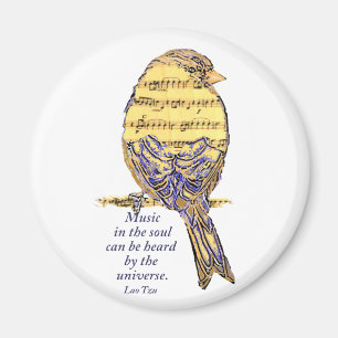 Music in the Soul Quote & Music Note Bird Magnet