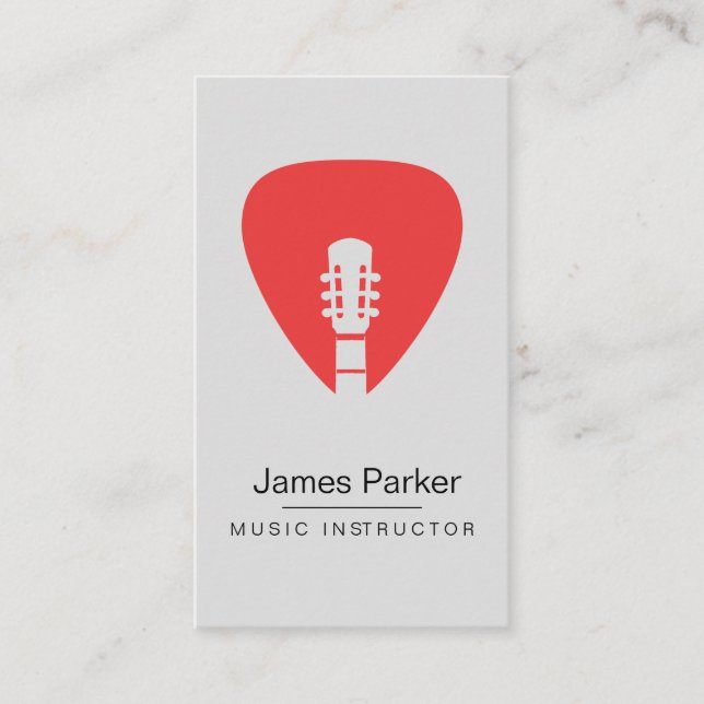 Music Instructor Guitar Logo Minimalist Musician Business Card (Front)