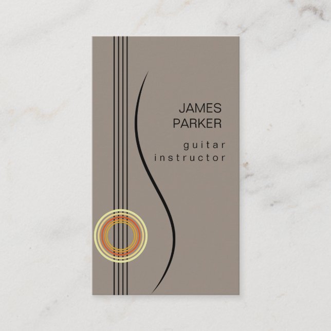 Music Instructor Guitar Logo Minimalist Singer Business Card (Front)