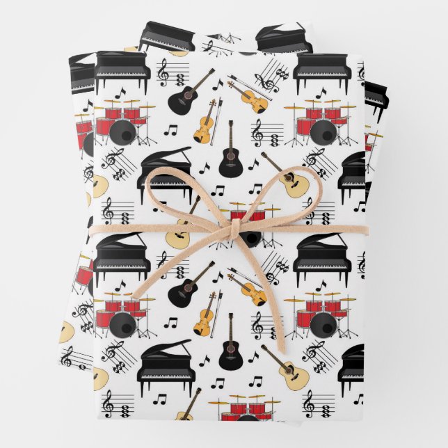 Music Instrumen Pattern Wrapping Paper Sheet (In situ)