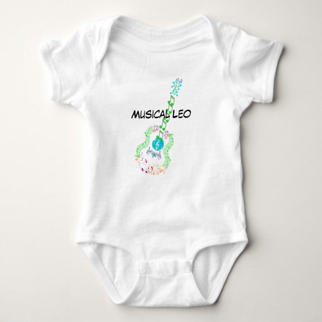 Music instrument guitar  baby bodysuit (Front)