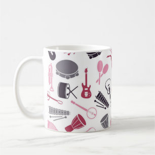 Music instrument pattern coffee mug