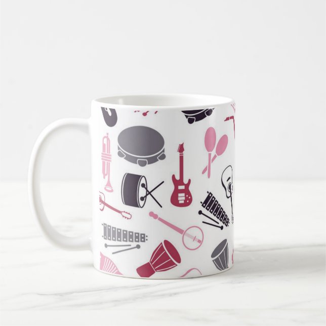 Music instrument pattern coffee mug (Left)