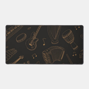 Music instrument pattern desk mat