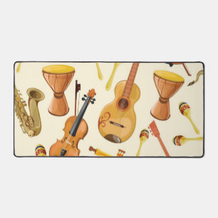 Music instrument pattern desk mat