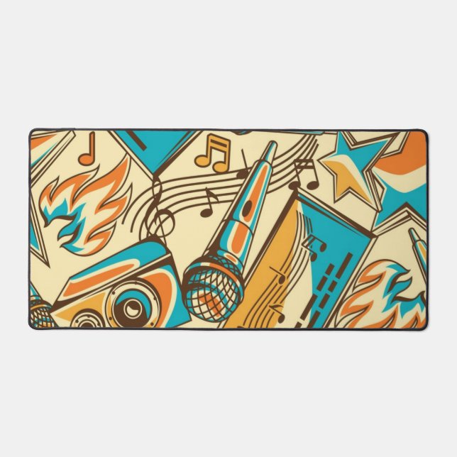 Music instrument pattern desk mat (Front)