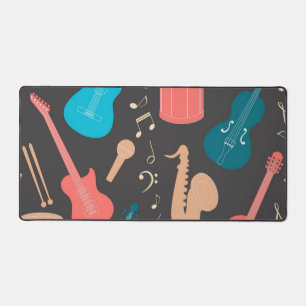 Music instrument pattern desk mat