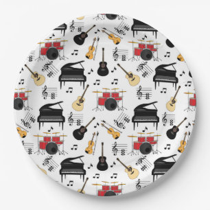  Music instrument pattern Paper Plate