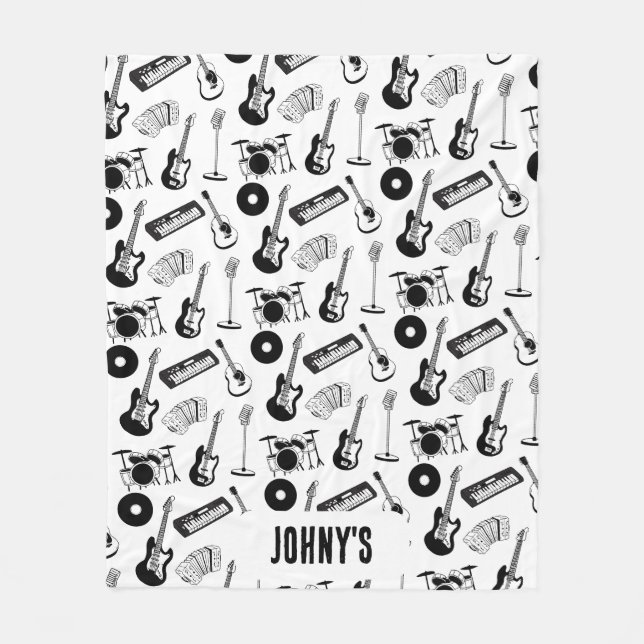 Music instruments custome name fleece blanket (Front)
