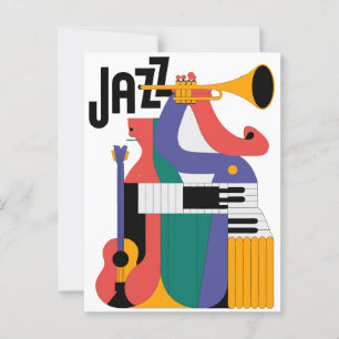 music instruments design postcard
