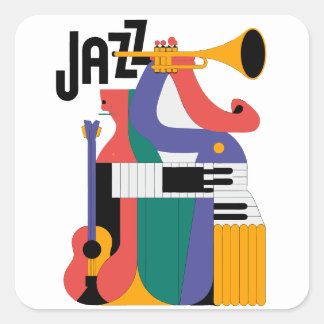 music instruments design square sticker