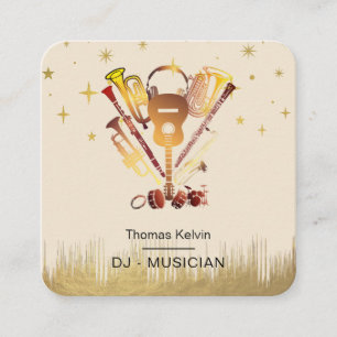  Music Instruments Event Organiser DJs Player Square Business Card