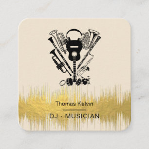 Music Instruments Event Organizer DJs Player Square Business Card