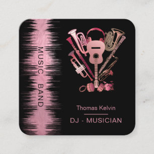 Music Instruments Event Organizer DJs Rose gold Square Business Card