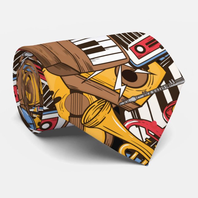 Music Instruments Jazz Necktie (Rolled)