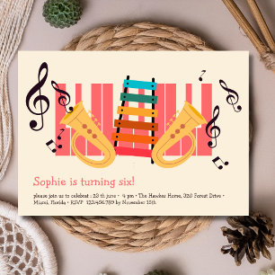 Music instruments kids birthday invitation