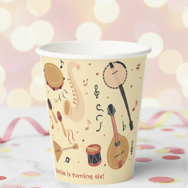 Music instruments kids birthday paper cups (Creator Uploaded)