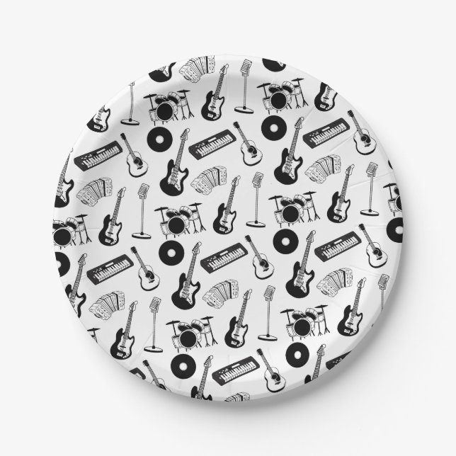 Music instruments pattern paper plate (Front)