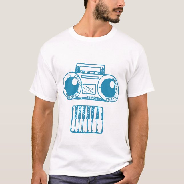 Music Instruments Skull White Art Illustration T-Shirt (Front)