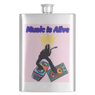 Music Is Alive Hip Flask