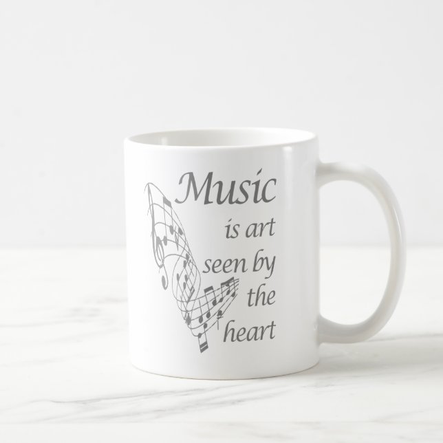 Music is Art seen by the Heart Inspirational Quote Coffee Mug (Right)
