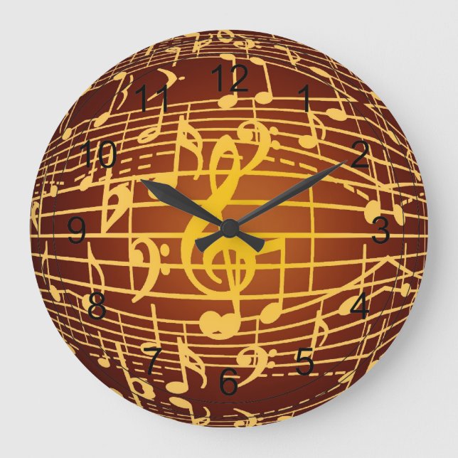 Music is Everywhere - Musical Symbols Large Clock (Front)