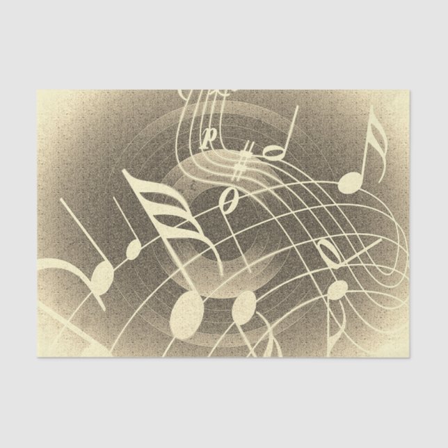 Music is everywhere, notes pattern in sepia colour tissue paper (Front)