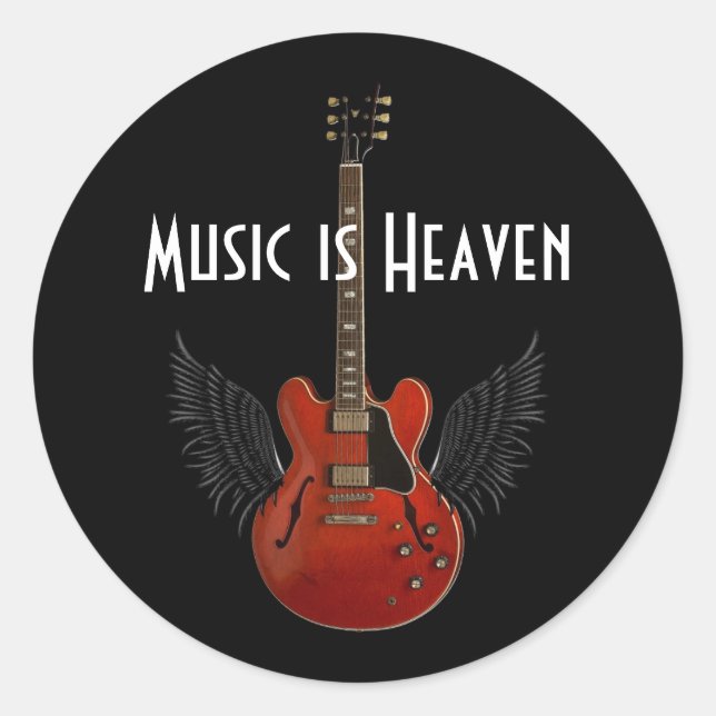 Music is Heaven Sheet of 20 Round Stickers (Front)