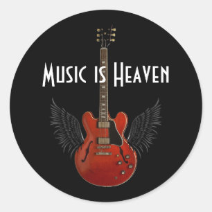Music is Heaven Sheet of 20 Round Stickers