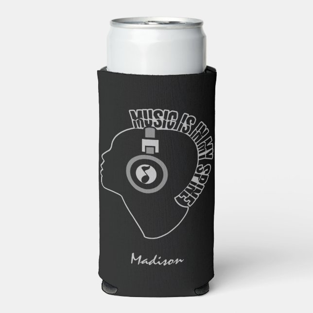 Music Is In My Spine custom name Seltzer Can Cooler (Seltzer Front)
