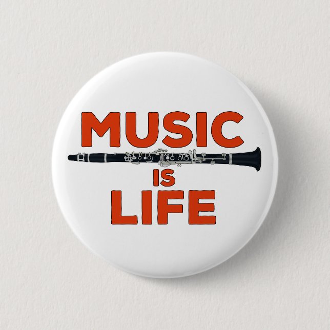 Music is Life 6 Cm Round Badge (Front)