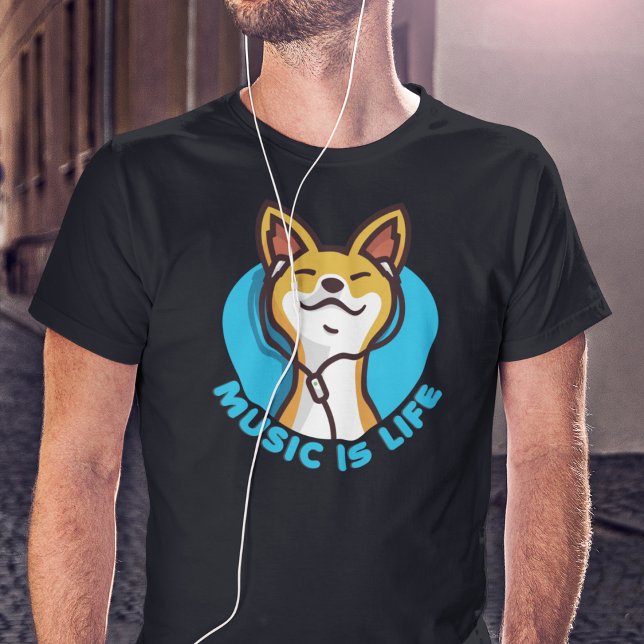 Music is Life Cartoon Basenji T-Shirt (Creator Uploaded)