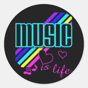 Music is life classic round sticker