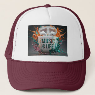 Music is Life - Colourful Air Pods Trucker Hat