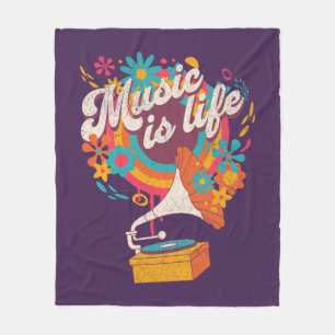 Music is life fleece blanket