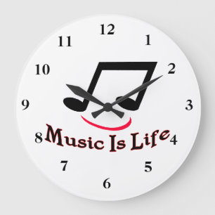 Music Is Life Musical Note Large Clock
