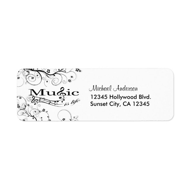 Music is Life Return Address Label (Front)