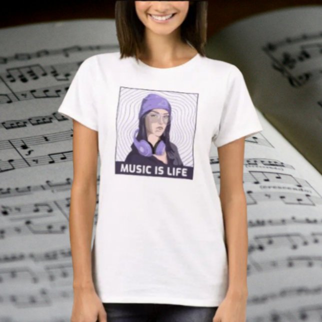 Music Is Life – Urban Headphones Girl Graphic Tee (Creator Uploaded)