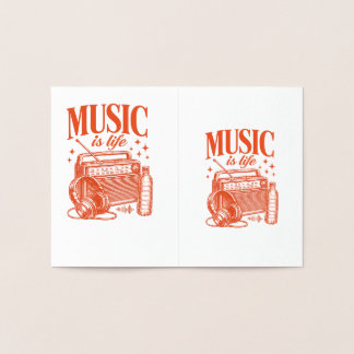 Music Is Life Vintage Design Foil Card