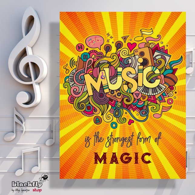 Music is Magic Customisable Quote Art Postcard (Creator Uploaded)