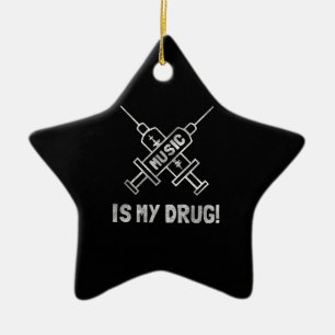 Music Is My Drug - Love Music - Straight Edge Ceramic Tree Decoration
