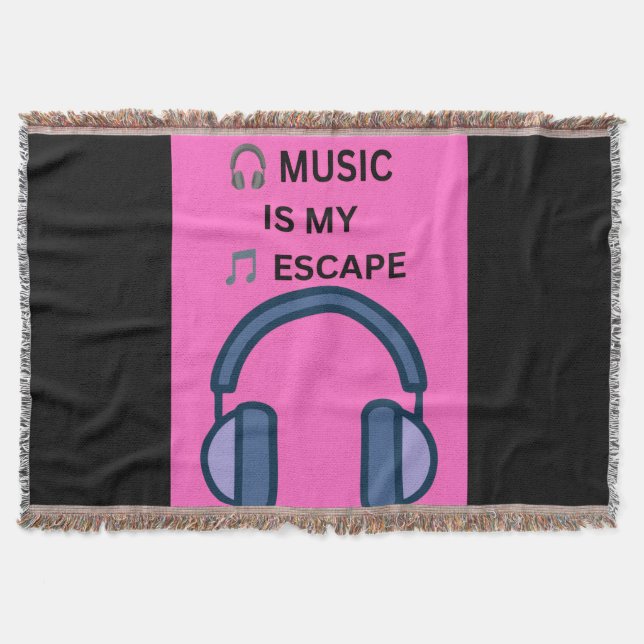 🎧 MUSIC IS MY 🎵 ESCAPE THROW BLANKET (Front)