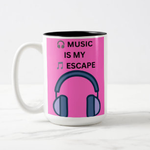 🎧 MUSIC IS MY 🎵 ESCAPE Two-Tone COFFEE MUG