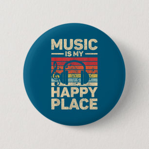 Music Is My Happy Place Musician Outfit Edm Music 6 Cm Round Badge