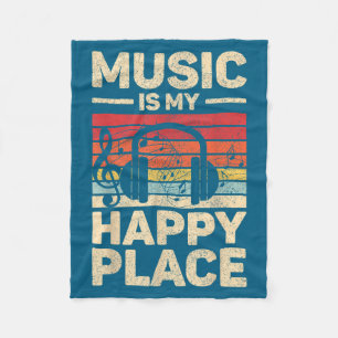 Music Is My Happy Place Musician Outfit Edm Music Fleece Blanket