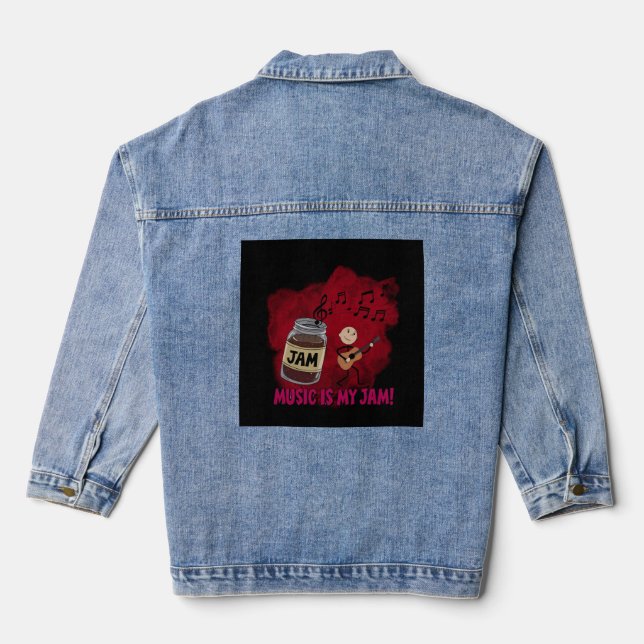 Music Is My Jam Purple Denim Jacket (Back)